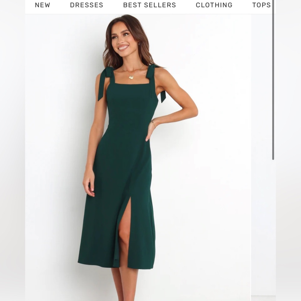 Petal and Pup Laurel midi dress in Emerald (fall wedding guest dress)